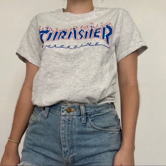 Thrasher Tops - Thrasher Classic Fit Light Marled Gray Tee